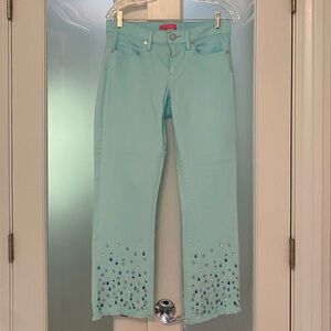 Aqua Lilly Pulitzer Jeans with Crystal Embellishment